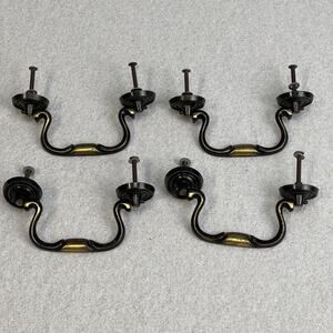 Brass Swan Neck Drawer Pulls Handles Brushed Antique Bronze Set of 4